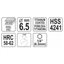 YATO Freză pentru metal 6,5 x 89 mm cu prindere în bit HSS-TiN