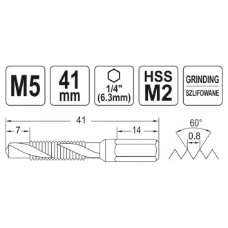   YATO Burghiu combinat pentru mașină, burghiu de găurire M5 cu prindere pentru bit