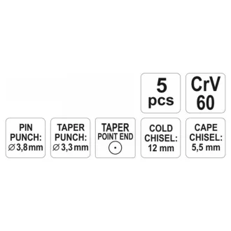 Set de punctaj YATO 5 piese CrV60