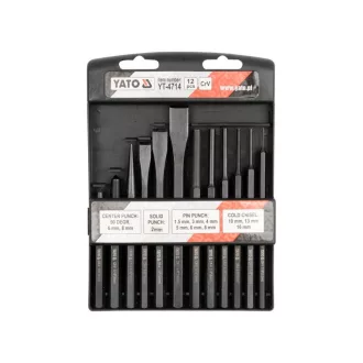   YATO Set de tăiere plată, perforatoare și știfturi 12 bucăți