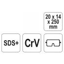 YATO Tijă plată de daltă 20 x 250 mm SDS-Plus