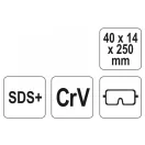 YATO Tijă lată de daltă 40 x 250 mm SDS-Plus