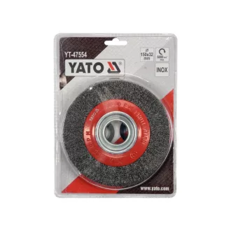 YATO Perie rotativă 150 x 32 mm cu inele de reducție inox