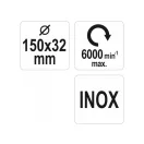 YATO Perie rotativă 150 x 32 mm cu inele de reducție inox