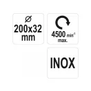YATO Perie circulară 200 x 32 mm cu inele de reducție inox