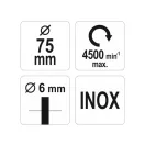 YATO Perie circulară cu ax 75 mm inox