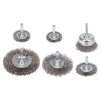 YATO Set de perii cu tija, perii cupe 6 piese inox