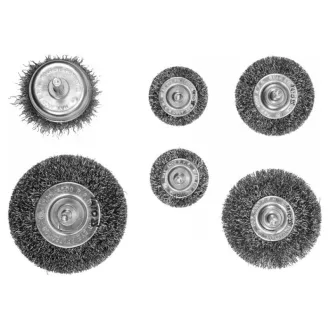 YATO Set de perii cu tija, perii cupe 6 piese inox