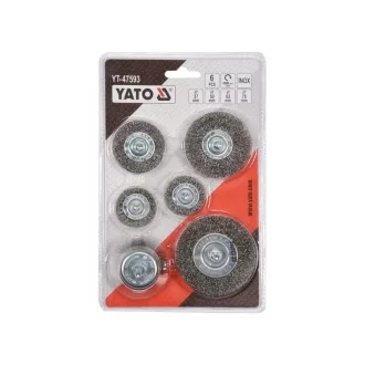 YATO Set de perii cu tija, perii cupe 6 piese inox