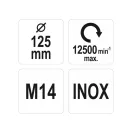 YATO Perie circulară înclinată M14 125 mm inox