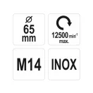 YATO Perie cu formă de cupă M14 65 mm inox