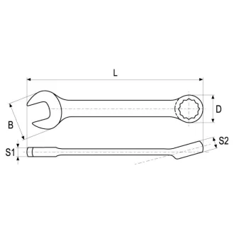 YATO Cheie scurtă 16 mm / 121 mm CrV