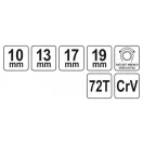 Cheie cu clichet YATO 10-13 mm x 17-19 mm / 200 mm 72T CrV