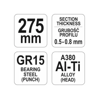   YATO Clește pentru profile (pentru gips carton) 275 mm d= 0,5-0,8 mm