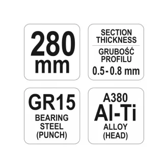   YATO Clește pentru profiluri (pentru gips carton) 280 mm d= 0,5-0,8 mm