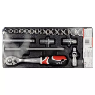   YATO Set chei tubulare 24 bucăți 1/2" 10-32 mm CrV (inserție sertar)