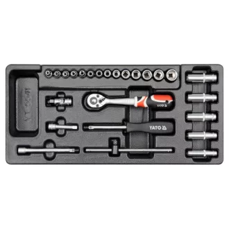   YATO Set chei tubulare 25 piese 1/4" 3,5-14 mm CrV (inserție sertar)