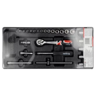   YATO Set chei tubulare 25 piese 1/4" 3,5-14 mm CrV (inserție sertar)