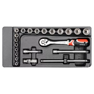   YATO Set chei tubulare 22 piese 3/8" 6-22 mm CrV (inserție sertar)