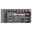 YATO Set chei tubulare 22 piese 3/8" 6-22 mm CrV (inserție sertar)