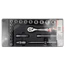 YATO Set chei tubulare 22 piese 3/8" 6-22 mm CrV (inserție sertar)