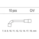 YATO Set chei tubulare 10 bucăți 7-19 mm CrV (inserție sertar)