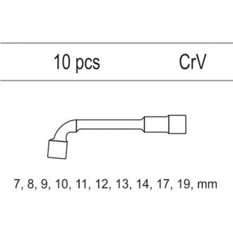   YATO Set chei tubulare 10 bucăți 7-19 mm CrV (inserție sertar)