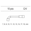 YATO Set chei tubulare 10 bucăți 7-19 mm CrV (inserție sertar)