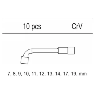   YATO Set chei tubulare 10 bucăți 7-19 mm CrV (inserție sertar)