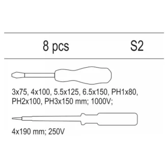   Set de șurubelnițe YATO 8 piese izolate până la 1000 V (inserție sertar)
