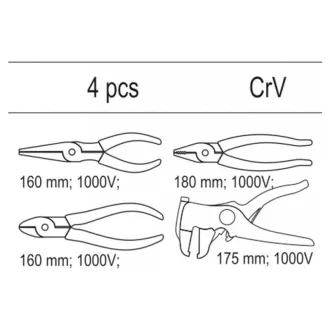   Set de clești YATO 4 părți izolate până la 1000 V (inserție sertar)
