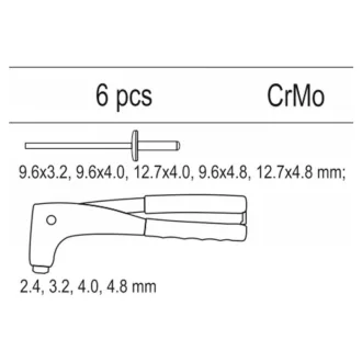  YATO Extractor manual de nituri pop și nituri 6 piese (inserție sertar)