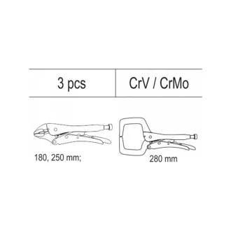   Set de clești cu auto-închidere YATO 3 părți (inserție sertar)