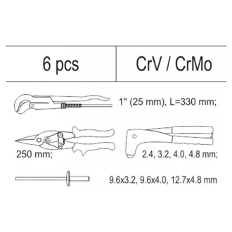   Set de scule YATO Lăcătuș 6 părți CrV CrMo (inserție sertar)