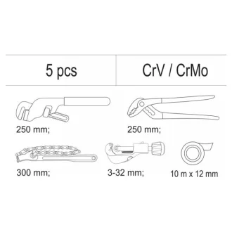   YATO Set de scule pentru instalații sanitare 5 părți (inserție pentru sertar)