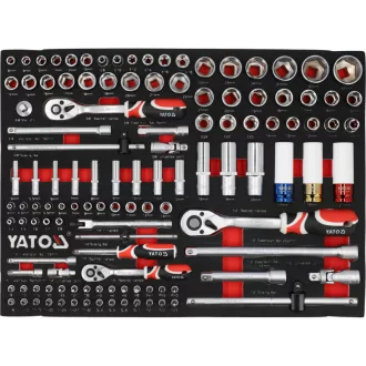   YATO Set de unelte în cutie cu burete pentru depozitare, 120 piese