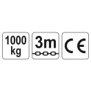 YATO Palan cu lanț 1000 kg 3 m
