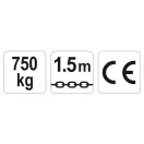YATO Palan cu lanț cu pârghie 750 kg 1,5 m