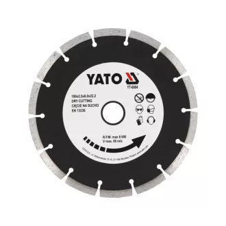   YATO Disc de tăiere diamantat 180 x 2,5 x 8,0 x 22,2 mm segmentat