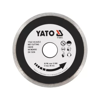   YATO Disc de tăiere cu diamant 115 x 2,1 x 5,3 x 22,2 mm continuu
