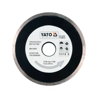   Disc de tăiere cu diamant YATO 125 x 2,2 x 5,3 x 22,2 mm continuu