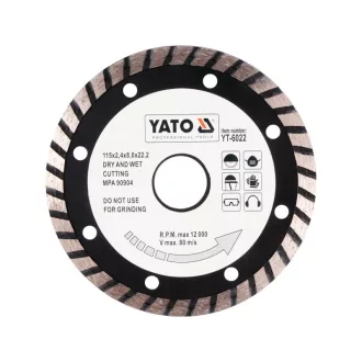   YATO Disc de tăiere cu diamant 115 x 2,4 x 8,0 x 22,2 mm turbo