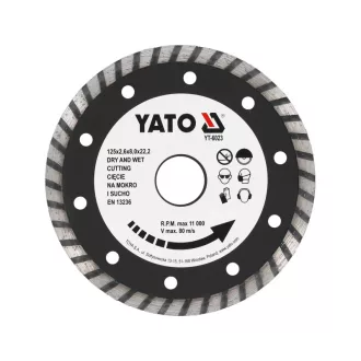   YATO Disc de tăiere diamantat 125 x 2,6 x 8,0 x 22,2 mm turbo
