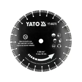 YATO Disc diamantat de tăiere 350 x 25,4 mm