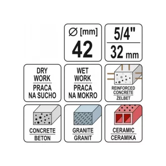 YATO Coronă de găurire diamantată 42 mm