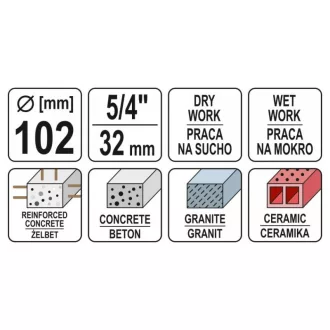 YATO Carotă de găurit cu diamant 102 mm