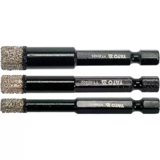   YATO Set de decupatoare circulare cu diamant 3 piese 6, 8, 10 mm cu încleiere de bit pentru utilizare umedă/uscată
