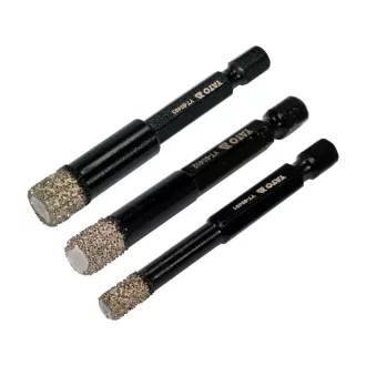   YATO Set de decupatoare circulare cu diamant 3 piese 6, 8, 10 mm cu încleiere de bit pentru utilizare umedă/uscată