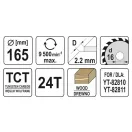 YATO Disc de tăiere pentru lemn 165 x 16 x 1,5 mm / 24T