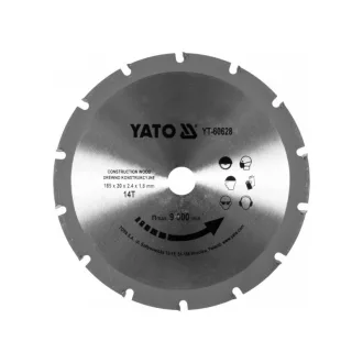   YATO Disc de tăiere pentru lemn cu cuie 185 x 20 x 2,4 mm / 14T